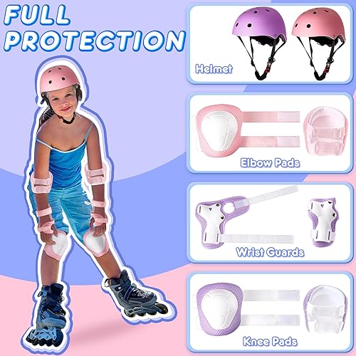 Miniatura 2 de Juego de 14 cascos de bicicleta para niños de 3 a 5 a 8 años, incluye casco de patinaje, rodilleras, coderas y muñequeras con casco de scooter