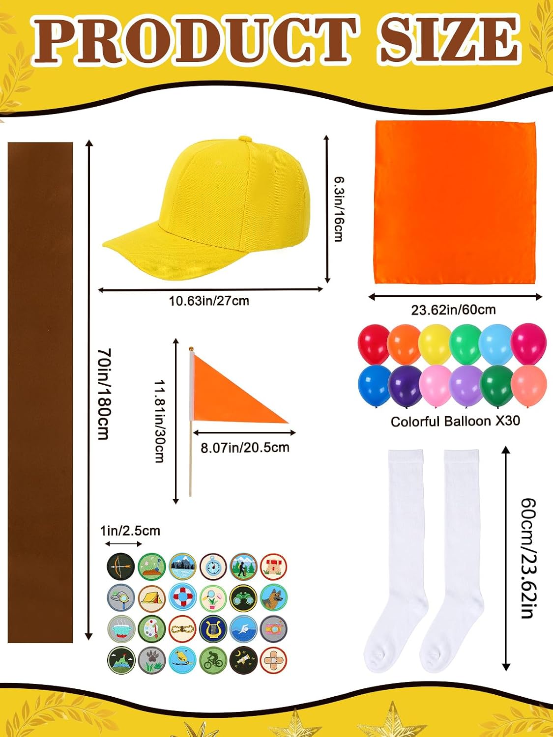Halloween Explorer Costume Accessories Sash Hat Square Scarf Badges Socks image 2
