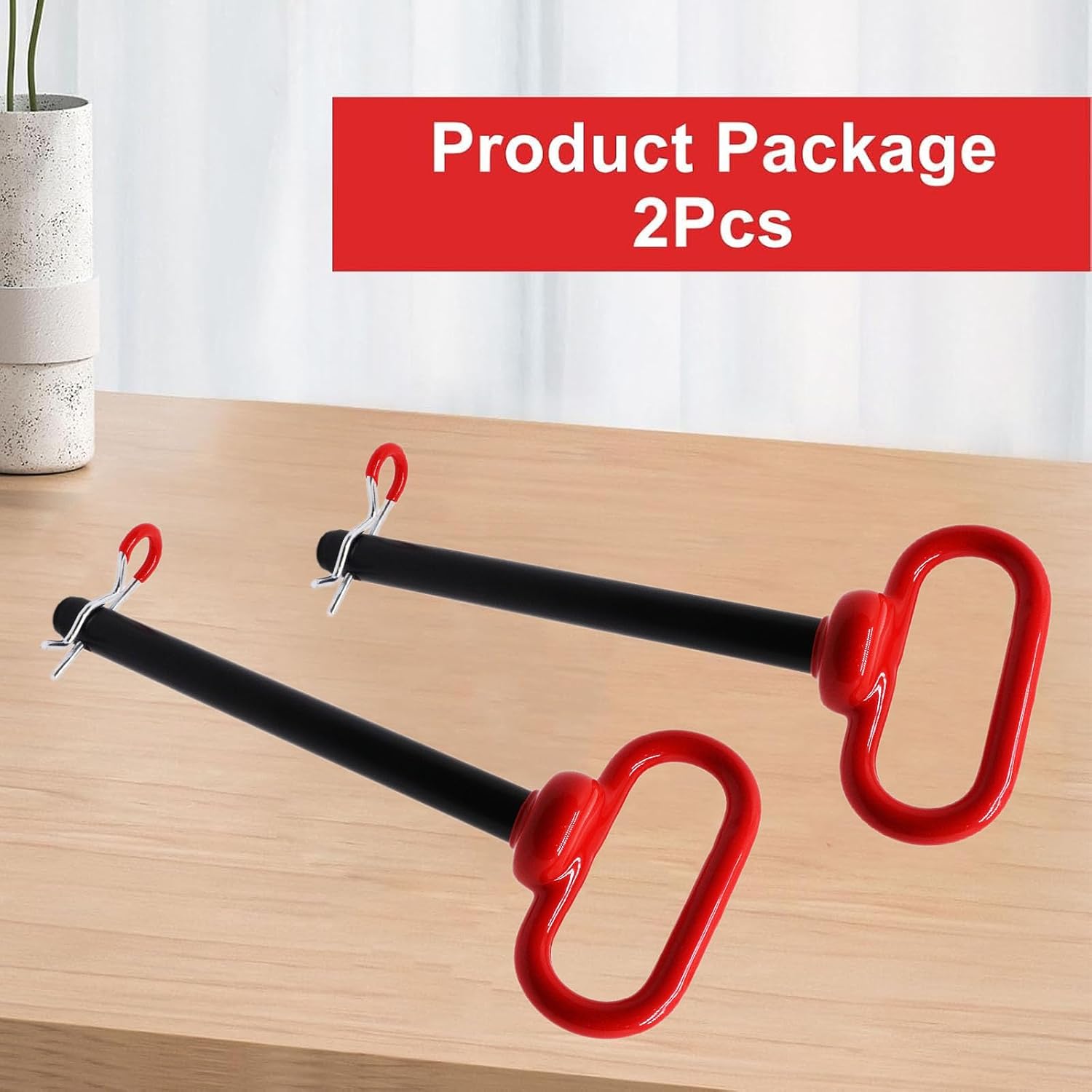5/8 inch Trailer Hitch Pin and Clip, 5/8 x 6 inch Tractor Towing Hitch Pins Red Handle, Trailer Gate Pin for Tractors, Towing RV, Golf Cart, 2 Pack (5/8 x 6)