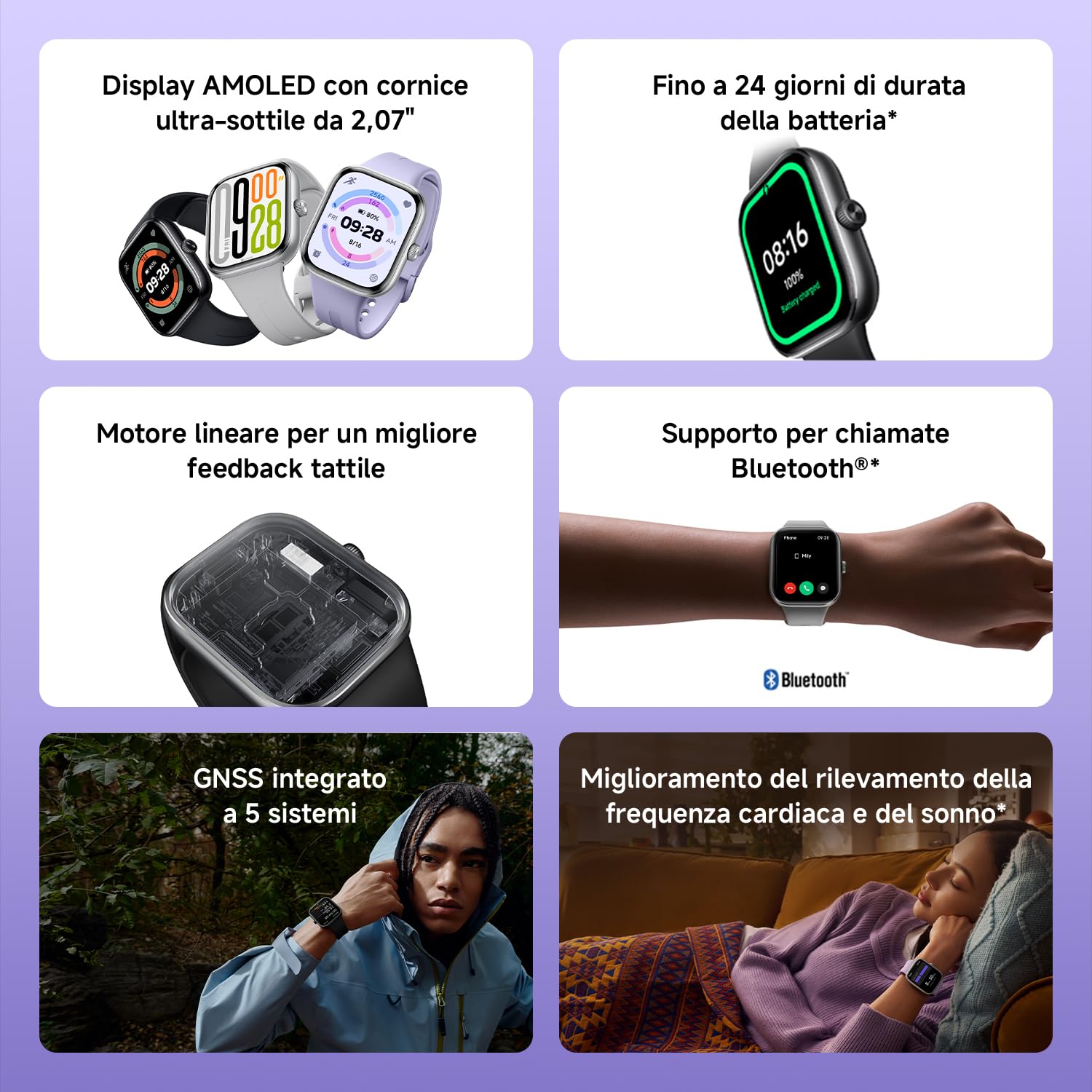 XIAOMI Redmi Watch 5, Smartwatch con display AMOLED 2.07", Chiamate Bluetooth, Autonomia 24 giorni, Resistenza Acqua 5 ATM, Monitoraggio Frequenza Cardiaca e SpO2, Sistema GNSS integrato, Argento