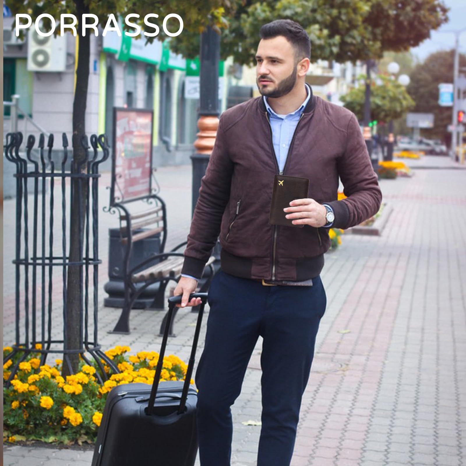 Funda Pasaporte Porta Pasaporte Cartera de Pasaporte con Bloqueo RFID PU Accesorios de Viaje Mujeres Hombres para Viajes Café