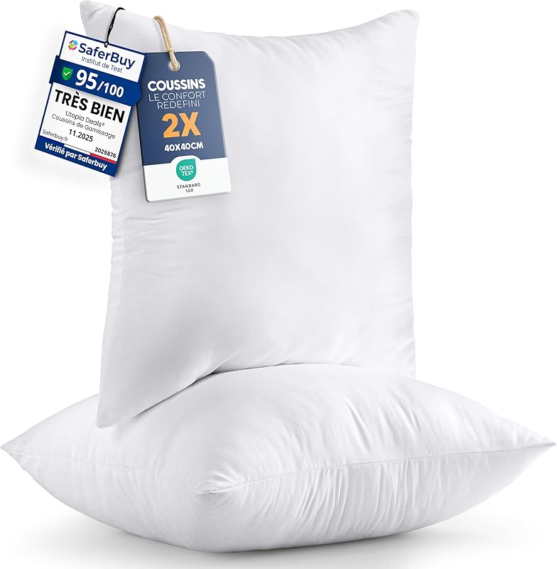 Utopia Bedding Coussins de Garnissage 40 x 40 cm (Lot de 2), Coussin à Recouvrir, Oreillers Intérieu