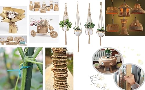 Miniatura 6 de Cuerda de cáñamo de sisal natural de 18 pulgadas (3mm) x 328 pies (100 metros), cuerda gruesa resistente para poste rascador de gatos, árbol,