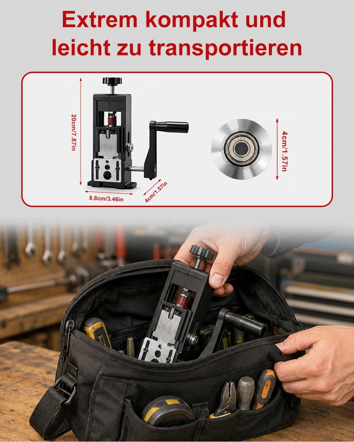 Kabelschälmaschine für 1–25 mm Kabel – Abisolierer Maschine mit Handkurbel & Bohrer kompatibel – Abisoliermaschine, Kabelschäler, Kabelentmantler aus Stahl/ABS – Abisolierzange mit Ersatzblatt