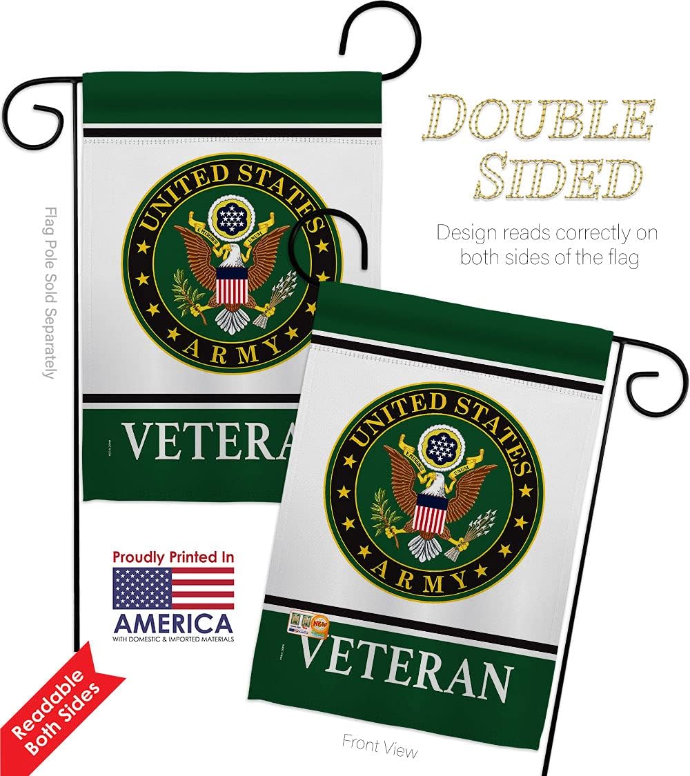 Army Veteran Garden Flag - 2pcs Pack Armed Forces Rangers United State American Military Retire Official - House Decoration Banner Small Yard Gift Double-Sided Made In USA 13 X 18.5