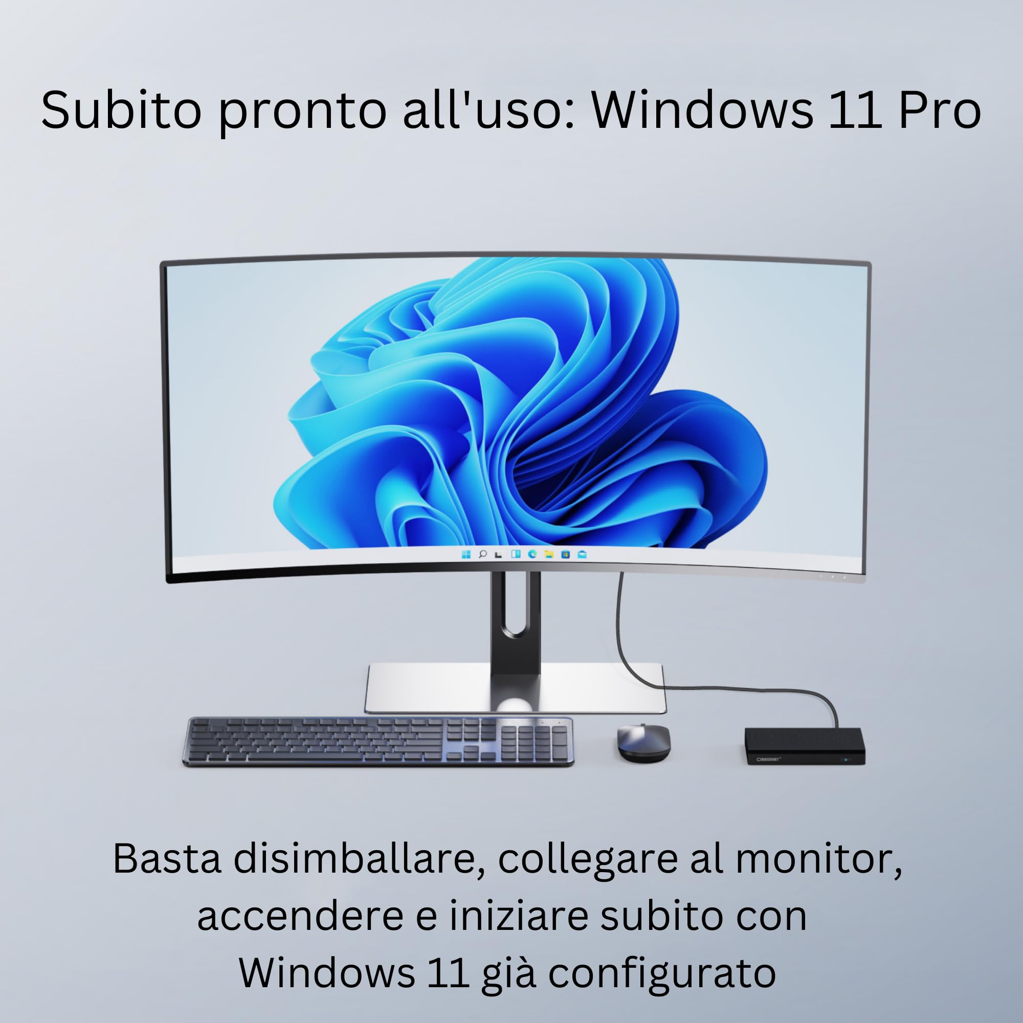 Orbsmart AW-16L Mini PC Silenzioso (Fanless) con Windows 11 Pro | Quadcore N150 CPU, 8GB RAM, 256GB eMMC | Supporto 4K, WiFi 6, Bluetooth 5.2, Computer per Smart Working e Casa
