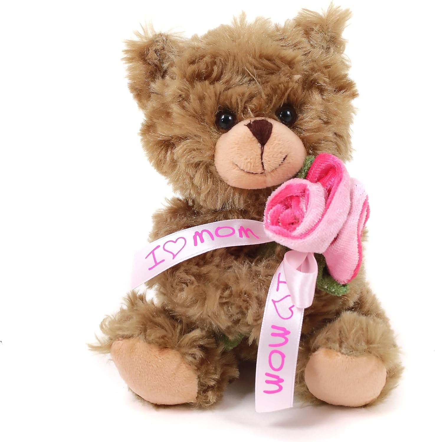 Oso de Peluche Mocha Plushland con Cinta y Rosa 15 cm