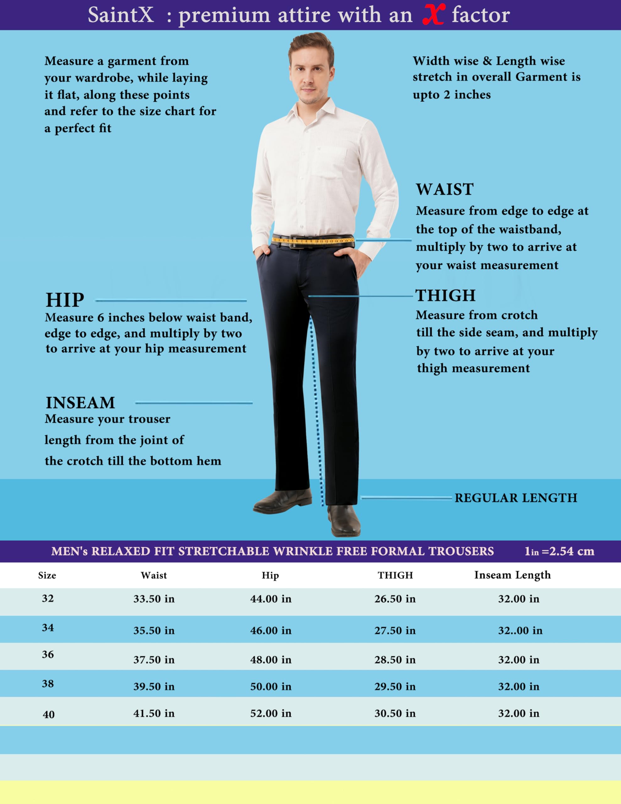 SaintX Men's Regular Fit Formal Trousers | Wrinkle Resistant | Easy Care | Stretchable Triple Blend Fabric | Everyday Office & Business Wear | Comfortable & Breathable Work Wear (ST24_Black_34) 1