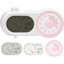 Lumuasky Digital Alarm Clock Visual Timer Silent Night Light with 60-Minute Countdown & 199-Day Count-Up, 3 Alarms, Snooze, Temperature Date Management Clock for Classroom, Home, Study Pink