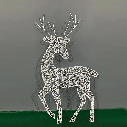 Miniatura 6 de Juego familiar de ciervos de Navidad para decoración de patio familiar de ciervos al aire libre con luz LED para exteriores (blanco, dólar)