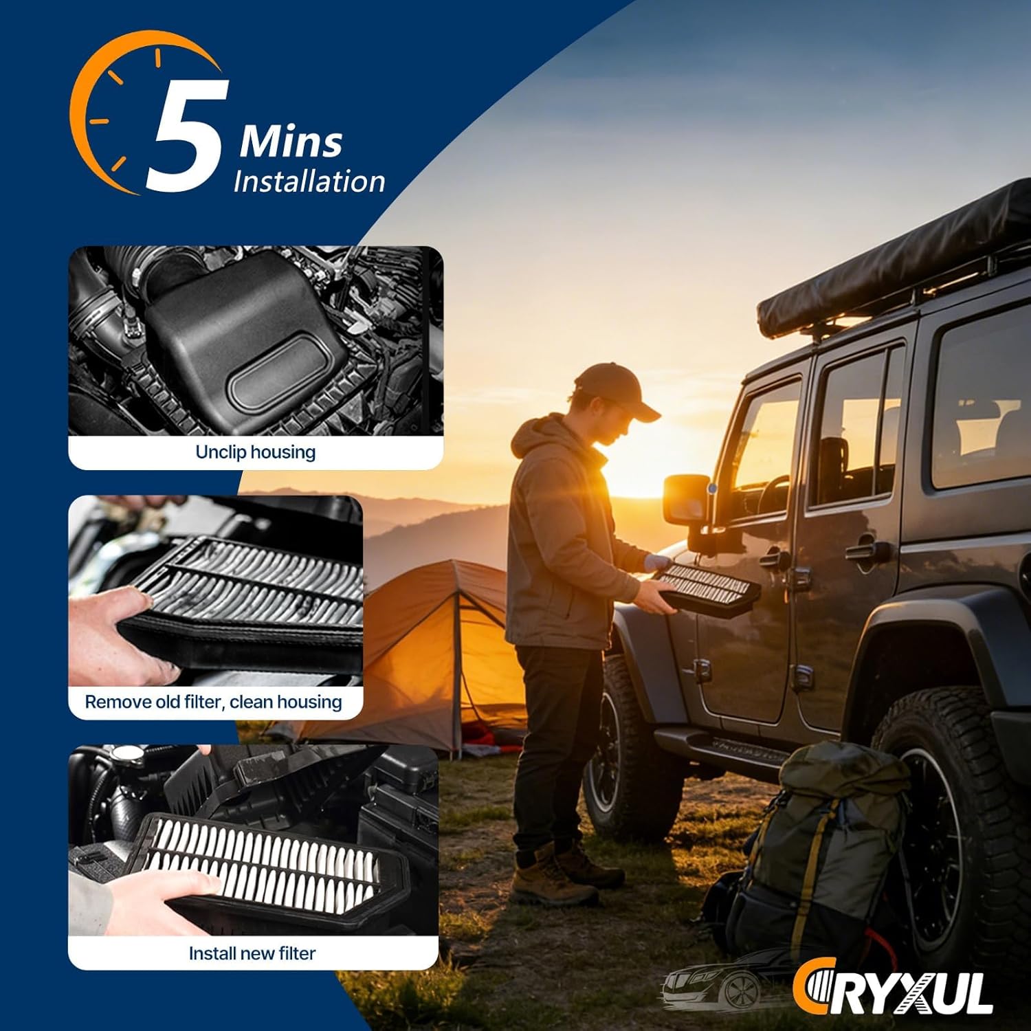 Cabin Engine Air Filter Kit Fits 2016-2021 TUCSON, 2017-2022 SPORTAGE, Replacement for CA12065, CF12160