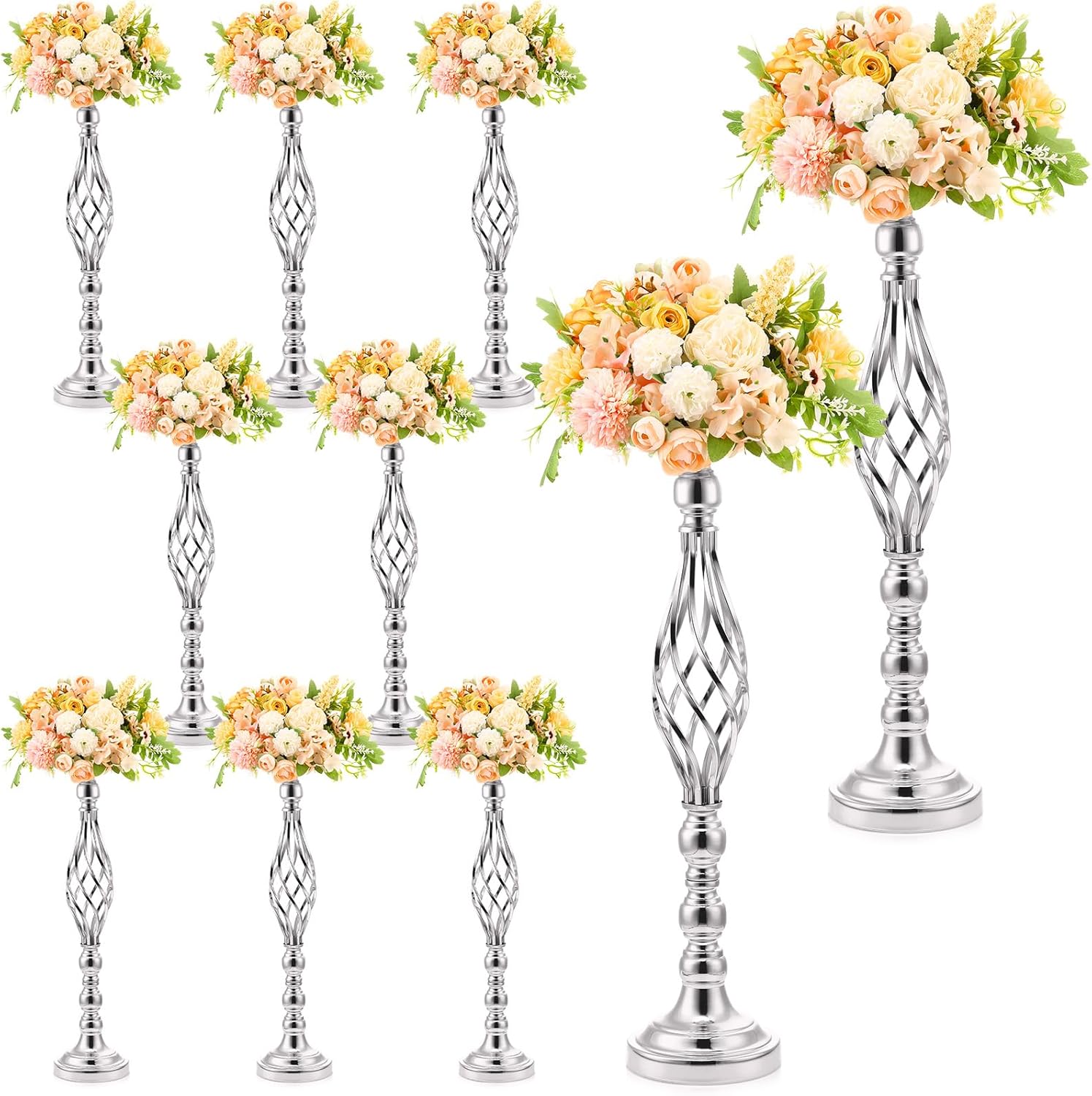Rtteri 20 Pcs Large Wedding Centerpiece Table Decorations Tall Metal Flower Arrangement Stand Elegant Flower Vase Candle Holder for Wedding Reception Table Party Event Hotel Home Decor(Gold)