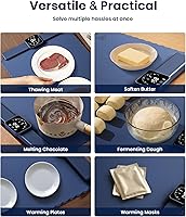 Vista 6 de Alfombrilla de Calentamiento de Alimentos, Bandeja de Calentamiento Eléctrica con 5 Configuraciones de Temperatura para Mantener la Comida Caliente