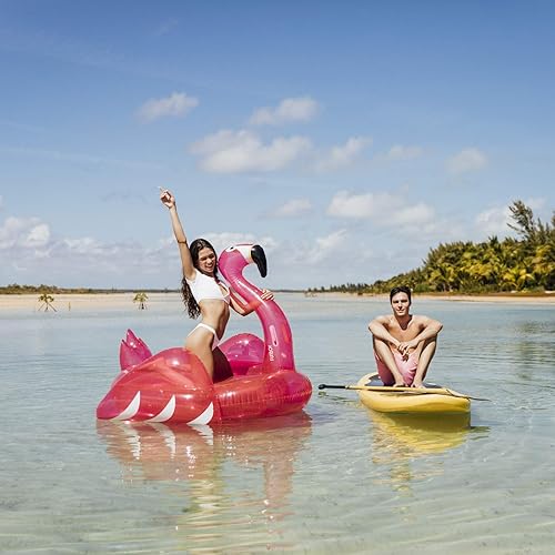 Miniatura 5 de Funboy FLA-C - Flotador inflable y gigante con forma de flamenco y con brillantina, para fiestas de verano en la piscina y entretenimiento, tamaño