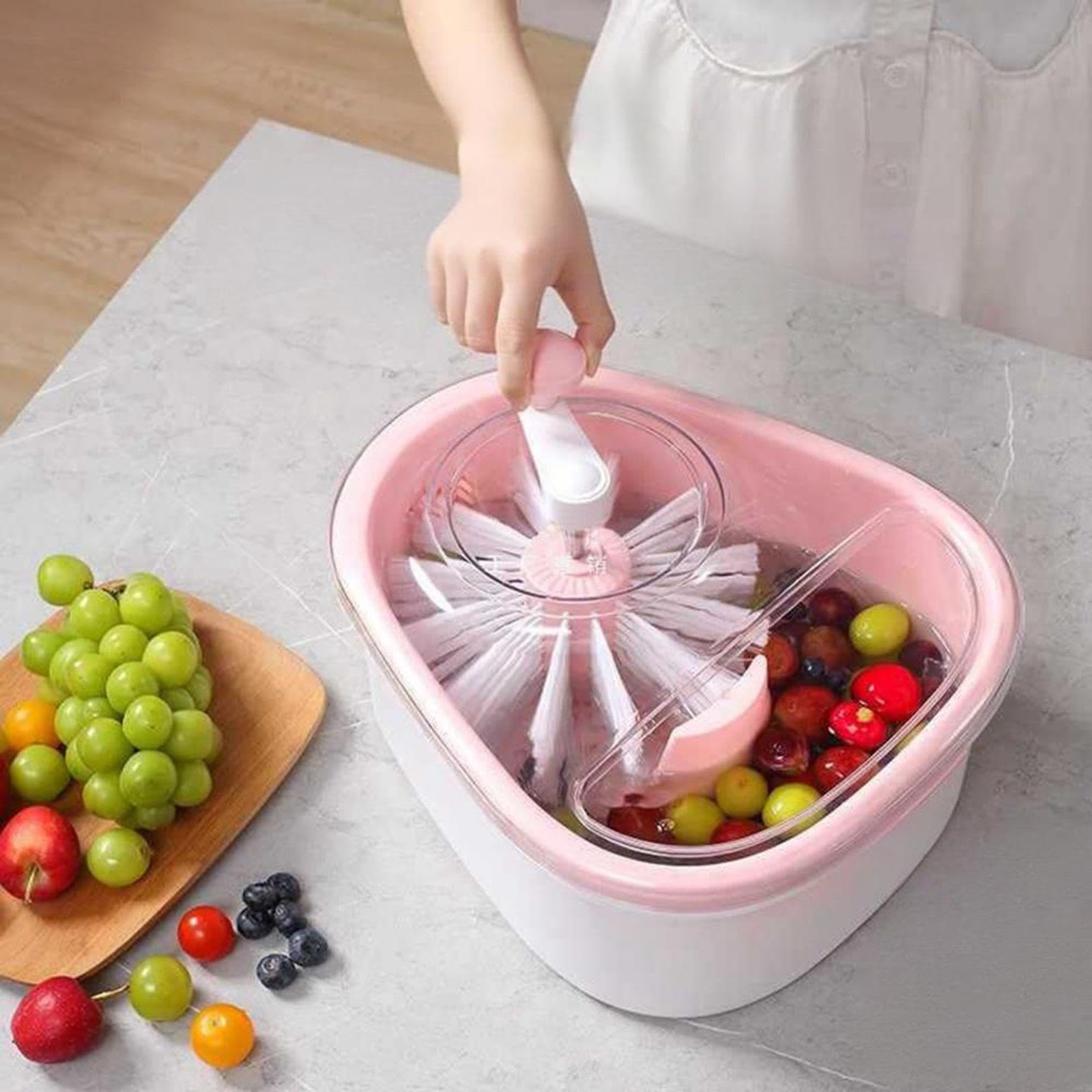 Fruit Washer Kitchen Gadget Large Fruit Cleaner for Salad Vegetables Pink