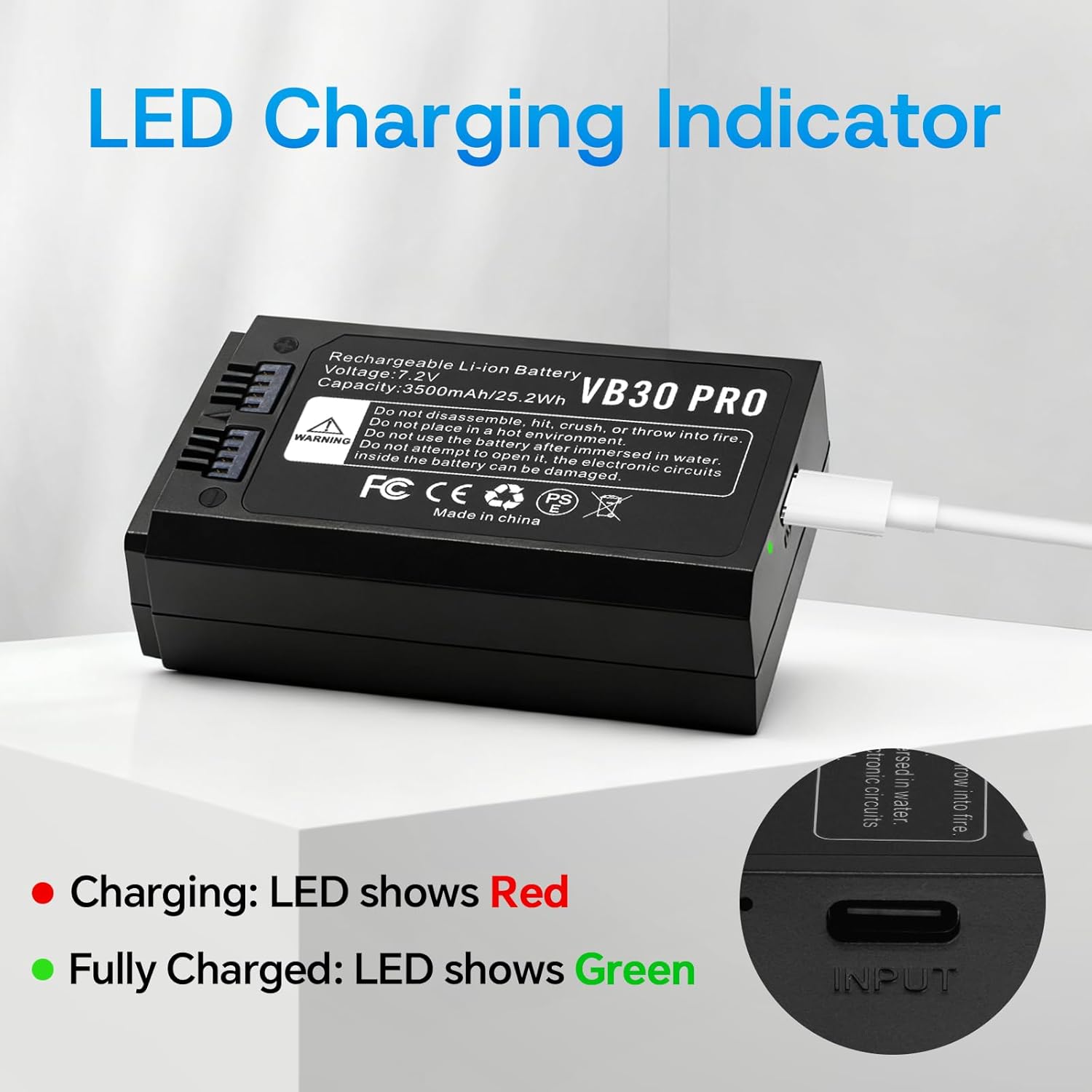 ANTIEE 2-Pack VB30 VB26 VB26A VB26B Rechargeable Lithium Battery for GODOX V1PRO V1 AD100PRO V860III V850III Camera Flash Speedlite with Type-C Cable