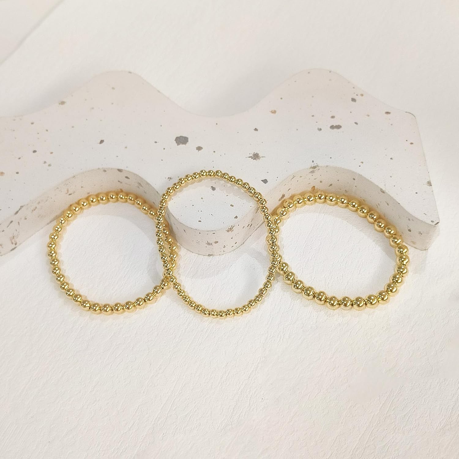 Gold Bracelets for Women 14K Gold Plated Stackable Bead Ball Bracelet Set Stretch Gold Beaded Bracelets Gold Jewelry for Women Gifts - Image 6