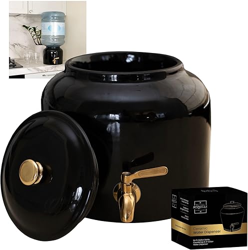 Dispensador de agua de cerámica, dispensador de bebidas, solución versátil de encimera para el hogar u oficina, soporte para jarra de 3 a 5 galones,