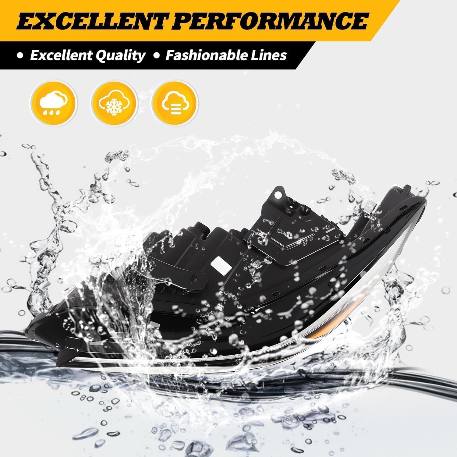 Left Headlight Assembly Compatible with Elan-tra SE SEL N Line GLS Preferred Luxury Limited 2024-2025 Headlamp W/Module Driver Side 92101AA740