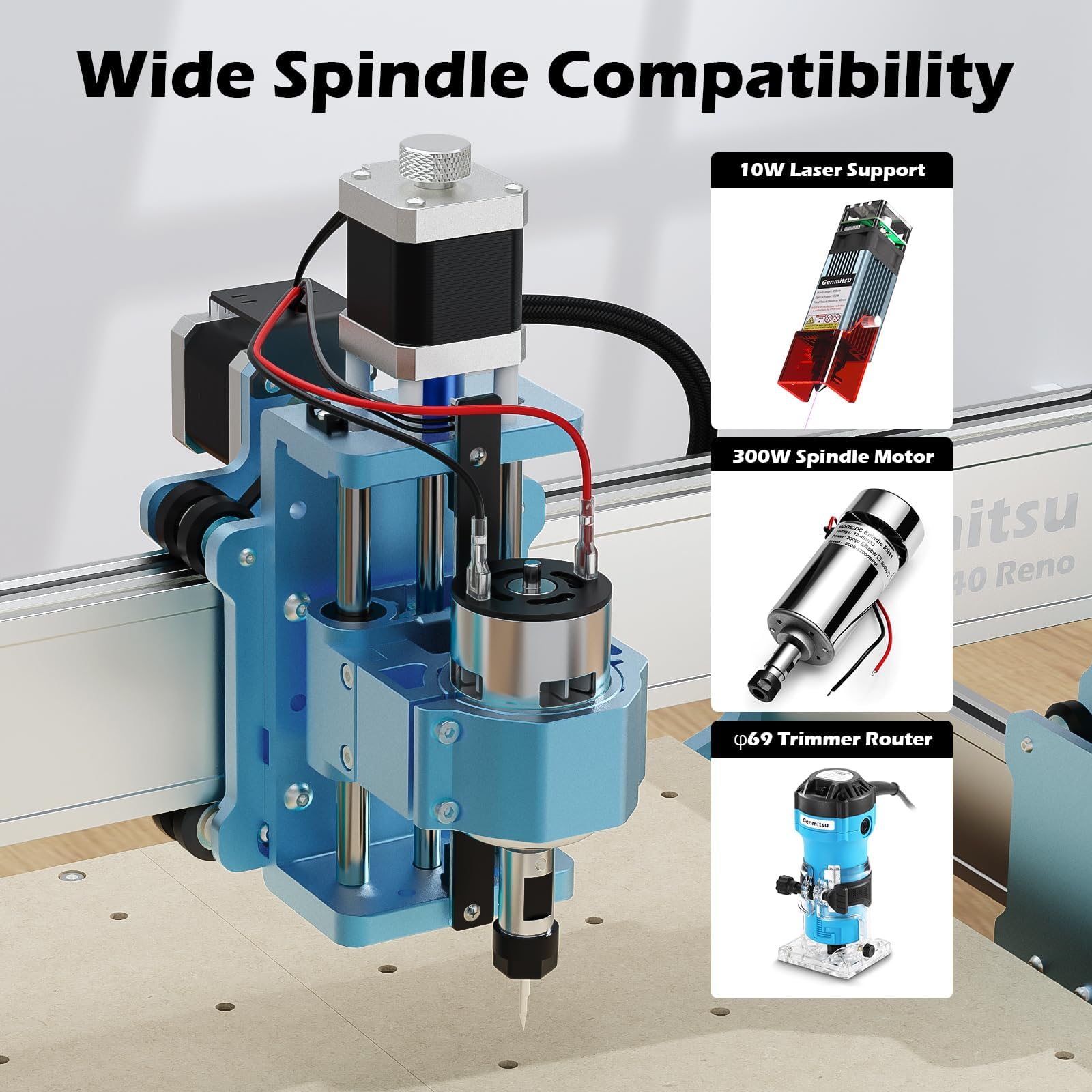 Genmitsu 4040 Reno CNC Router Milling Machine for Woodworking, Acrylic Cutting, Quieter Movement Wood Carving Cutter, Metal Engraver Working Area 15.75′′ x 15.75′′ x 3′′