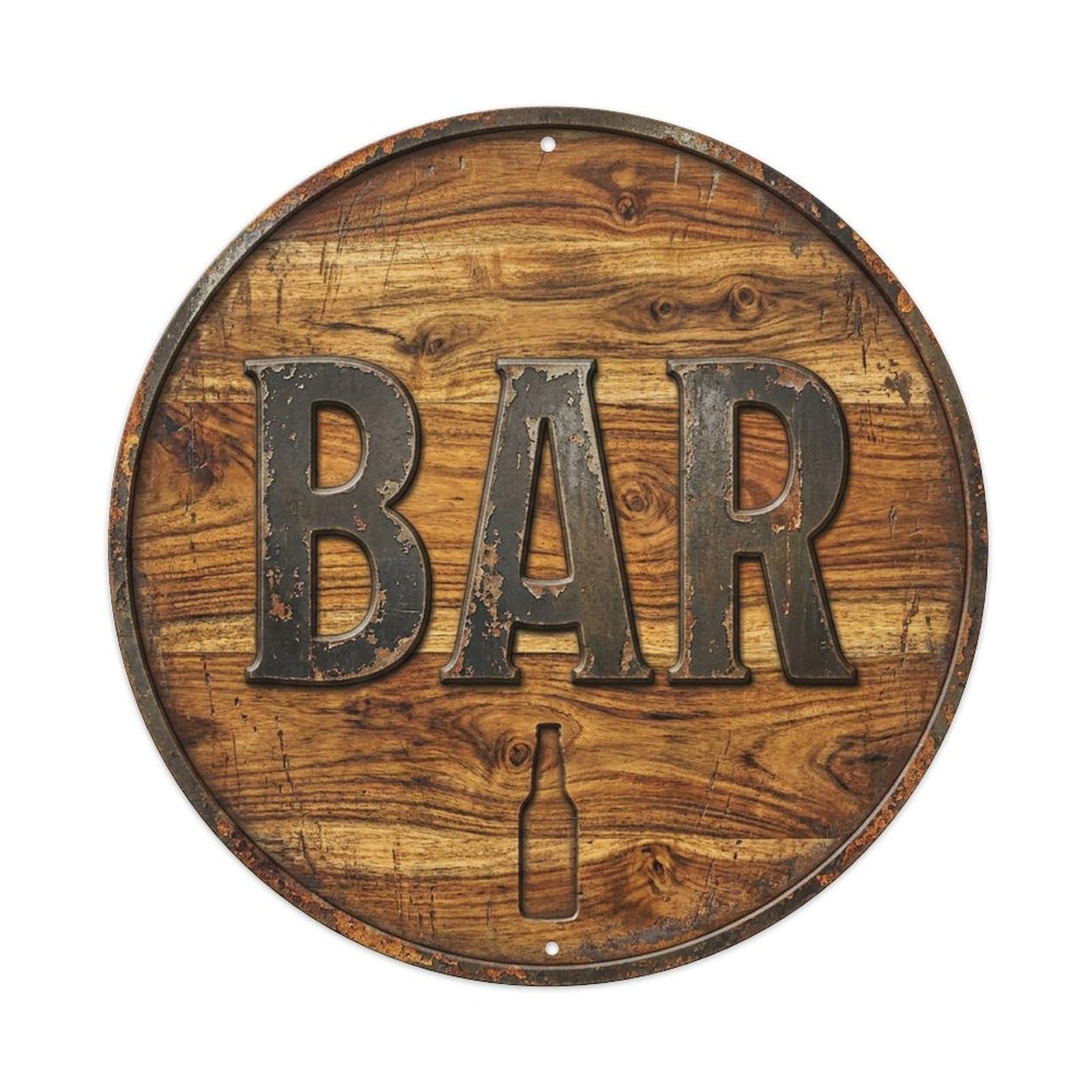 Vintage Beer BAR Acacia Wood Retro for Pub Vintage Metal Tin Sign Plaque Wall Decor for Cafe, Club Bar, Office, Garden Metal Poster 8x8Inch