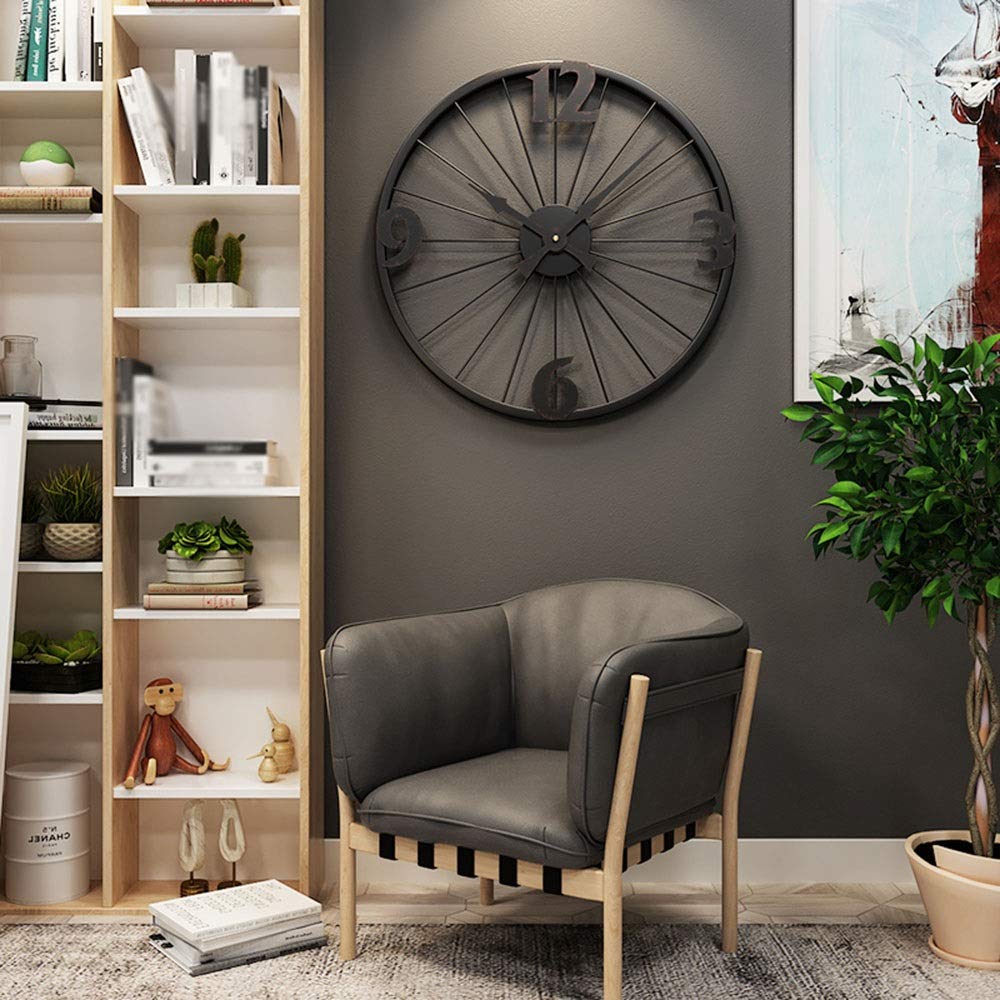 Reloj De Pared Reloj de Pared de Estilo Industrial de 50 cm, diseño de Ruedas de Bicicleta Decorativo Reloj silencioso para la Oficina de la Sala de Estar y decoración para el hogar Regalo