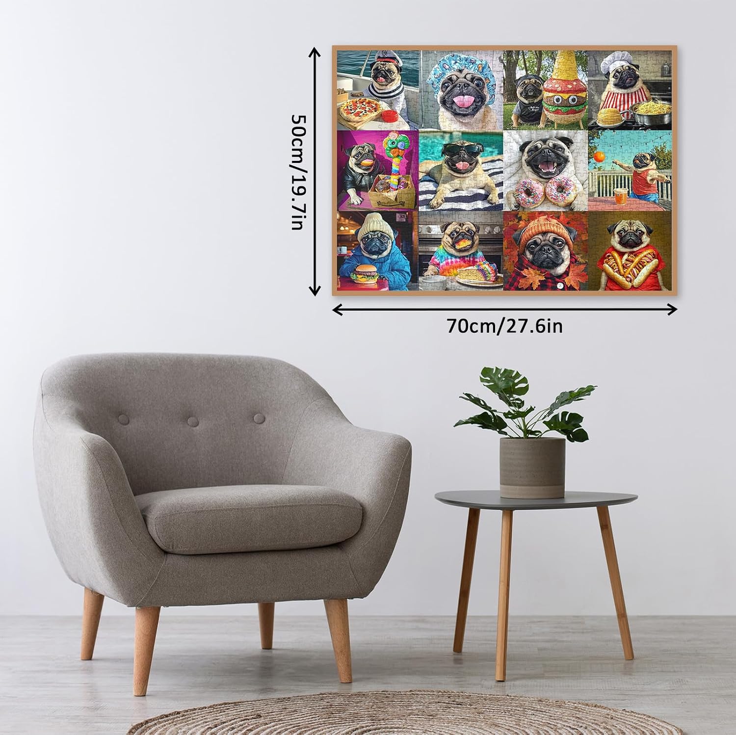 Funny Dog Puzzles for Adults 1000 Pieces, Cute Puppy Bulldog Jigsaw Puzzles, Challenging Summer Animals Art Puzzles
