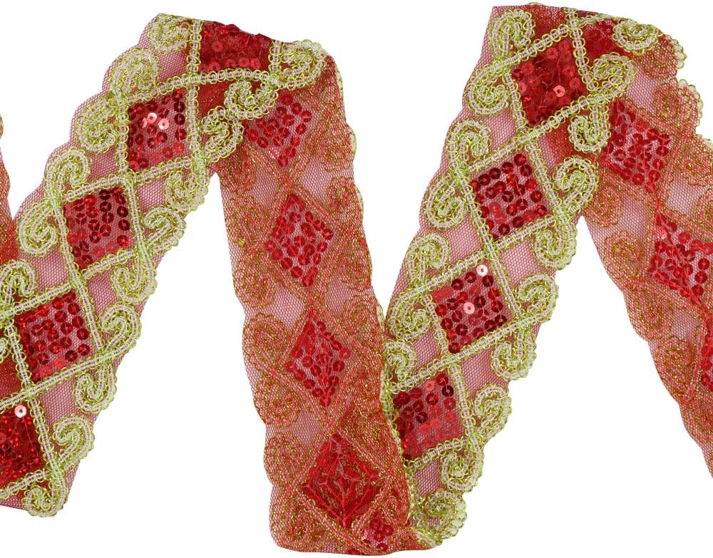 Beaded Lace Trim Sequins Lace Mesh Trim Lace Ribbon Applique Beaded Applique Sequin Trim Lace Sewing Craft Supplies 9.5 Yards (Violet)