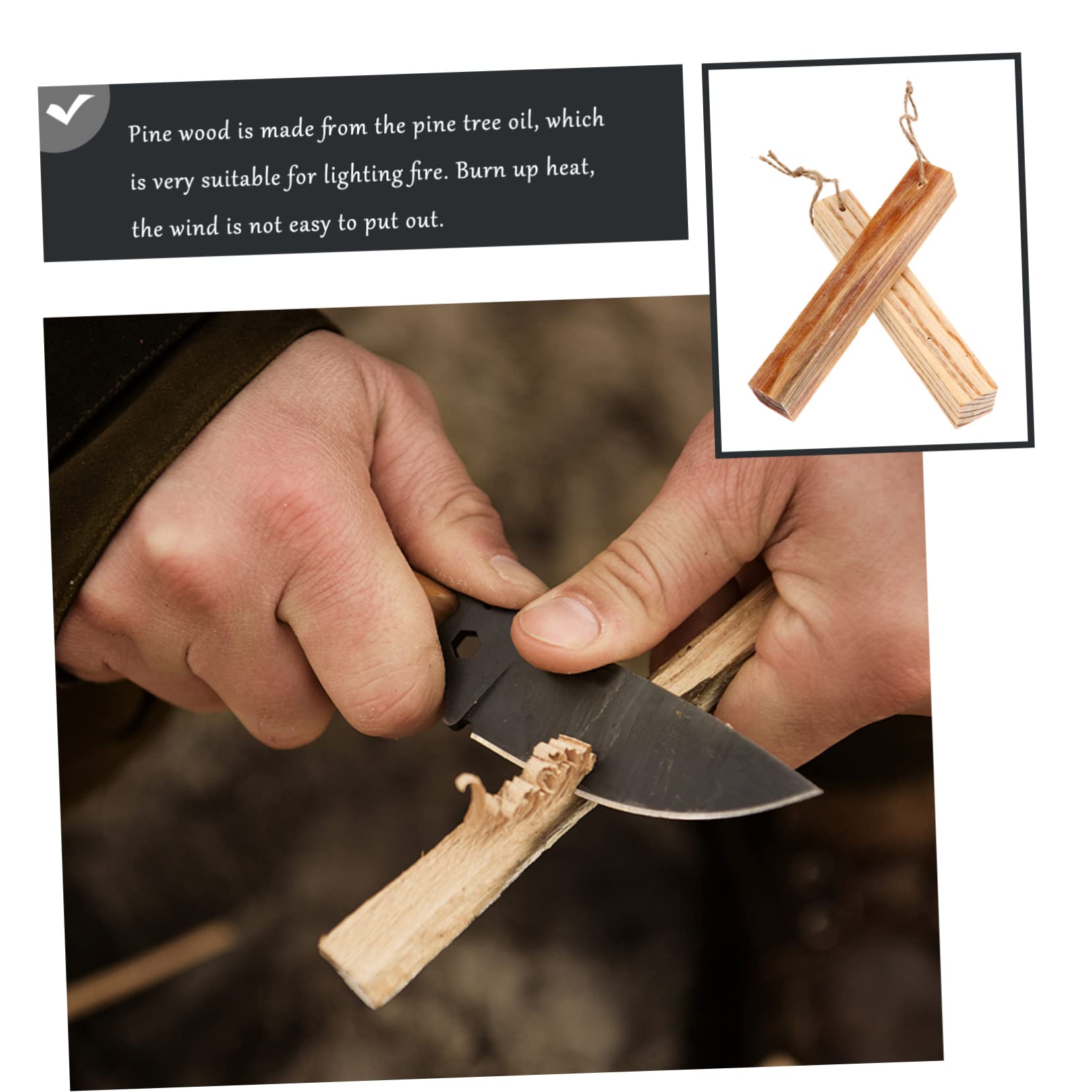 Mipcase 6pièces Kit De Démarrage De Feu pour Camping Allume-feu De Survie De Pin pour Activités De Plein Air Aux Intempéries
