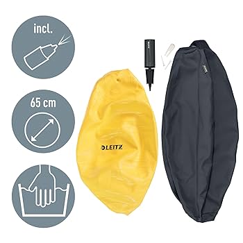 Leitz Ergo Active Sitting Ball With Stopper Function, Ergonomically Designed Desk Chair Alternative, 55cm Diameter, Includes Fabric Ball Cover, Hand