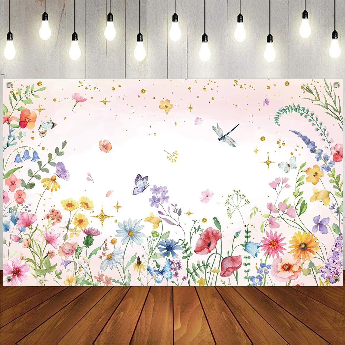 Spring Wildflower Backdrop Decorations Supplies 6 x 3.6 ft Floral Birthday Backdrop Wildflower Party Decorations Background for Spring Summer Wedding Baby Shower Birthday Butterfly Tea Party