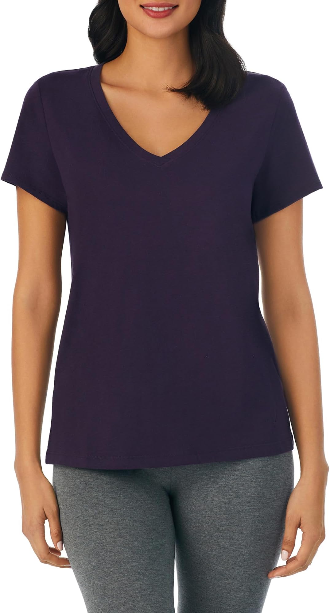 Womens Sleep Shirt - Lightweight, Breathable Pajama Top - Cotton Knit Jersey V-Neck Sleepwear and Loungewear