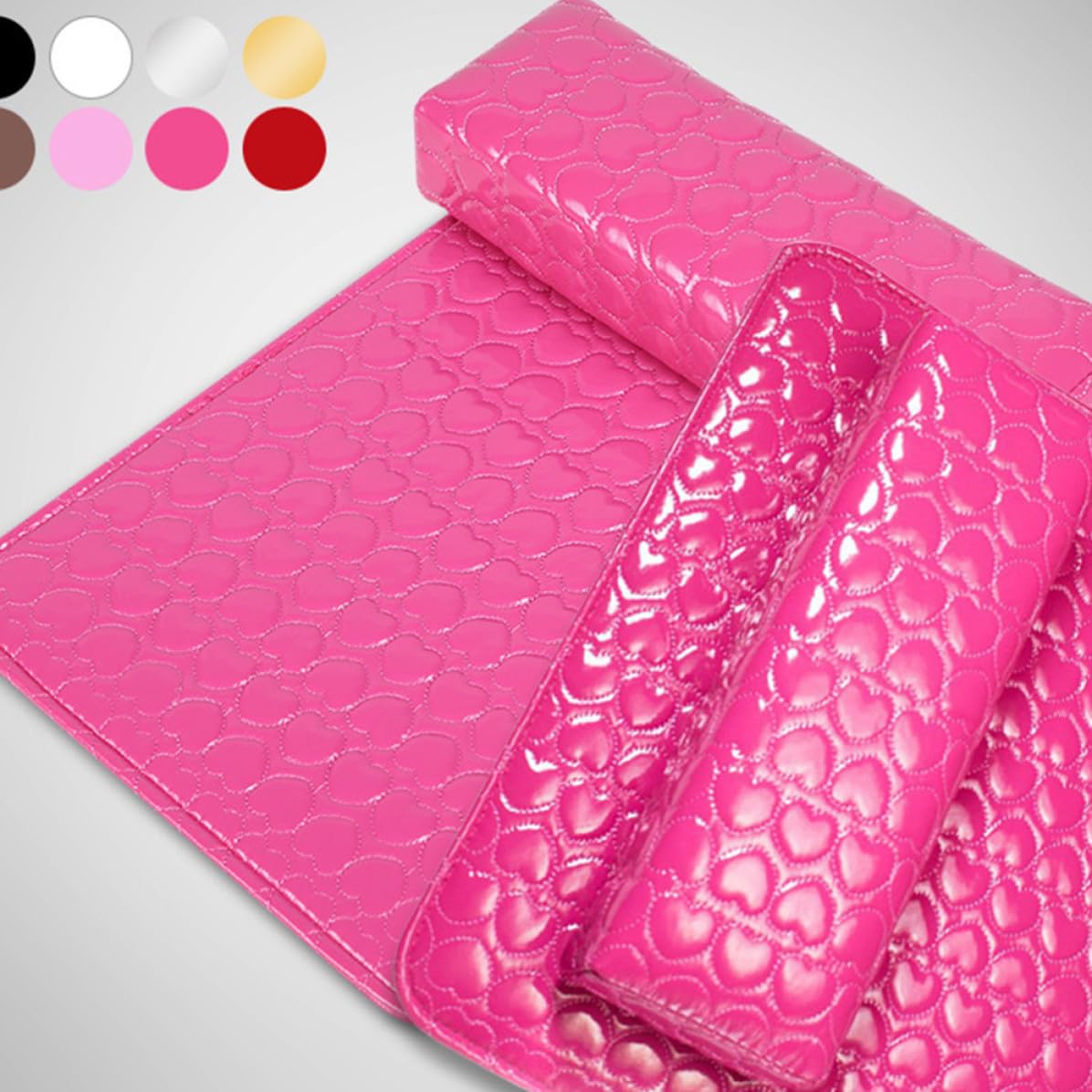 SOIMISS Manicure Cushion Hand Rest Mat Heart Pattern Pu Leather and Sponge Comfortable Hand Support Professional Tool for Nail Art Suitable for Salon Manicure
