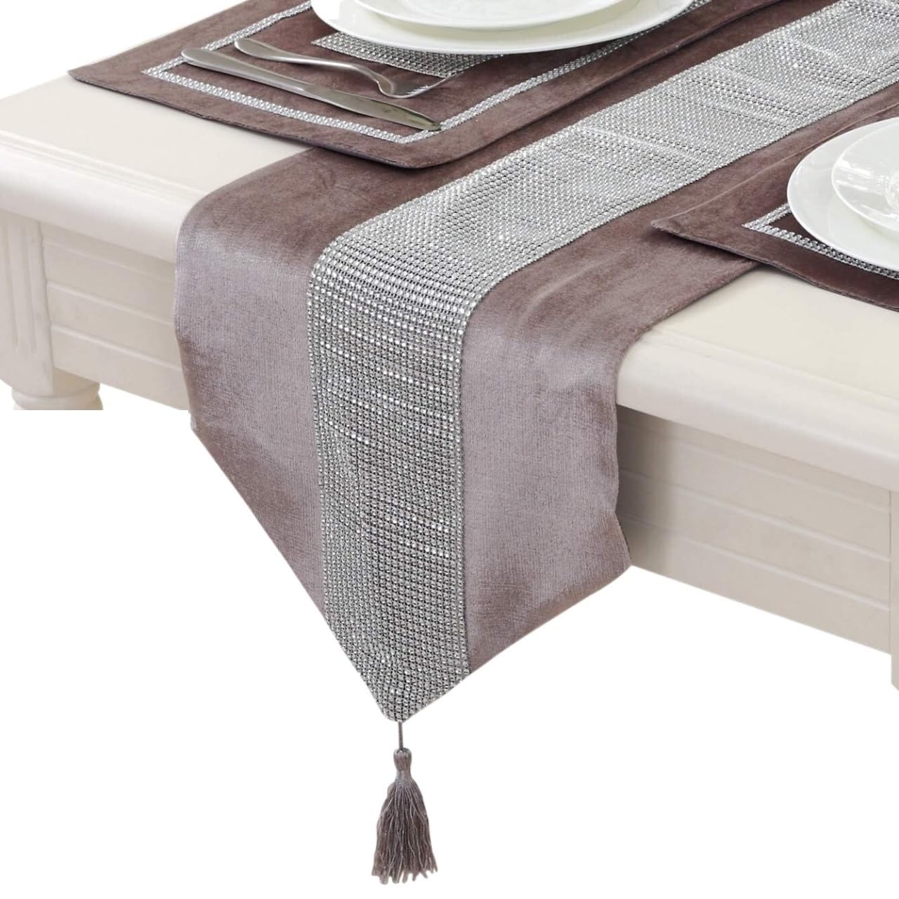 Modern Style Table RunnerClassic Table Runner with Tassels for Dining Kitchen Dresser Decor (Color : Champagne, Size : 13 x 98 Inch)