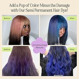INH Semi Permanent Hair Color | Color Depositing Conditioner | Dark Blue Hair Dye | No Bleach No Peroxide Temporary Royal Sapphire Tint for Women, Men | Vegan, Sulfate & Ammonia Free, Ready to Use 6oz
