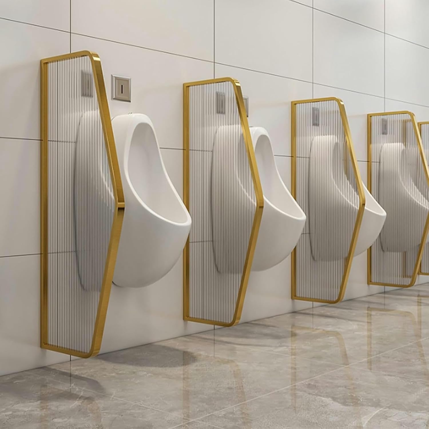 Tempered Glass Panel Urinal Partition Wall-mounted Stainless steel Mens Urinal Privacy Screen urinal baffle privacy partitions Hotel Bathroom Urinal Screen Partition Used in restaurants and bars ( Co