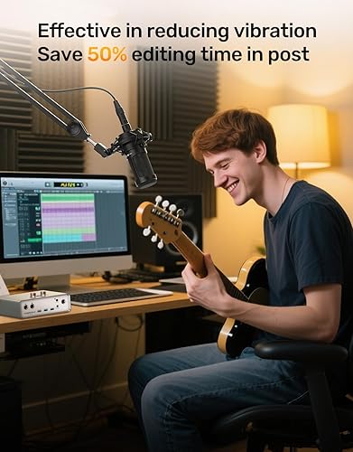 Miniatura 2 de Soporte de choque para micrófono AT2020 con filtro pop, construido a medida para micrófono AT2020 Suspensión antivibración Soporte de montaje de