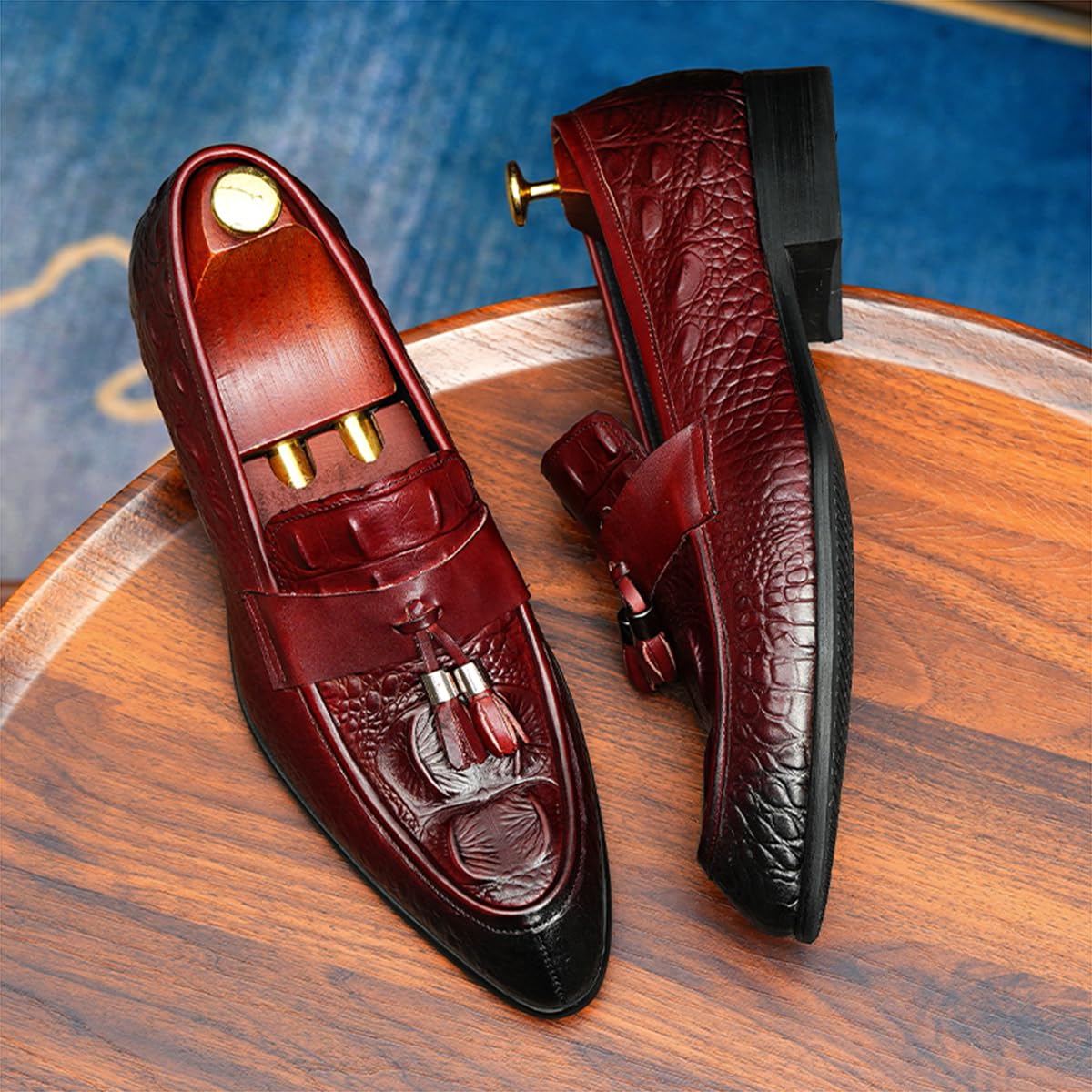 Mocasines Formales en Cuero para Hombre Loafers Casuales Negocios Zapatos de Vestir con Borlas