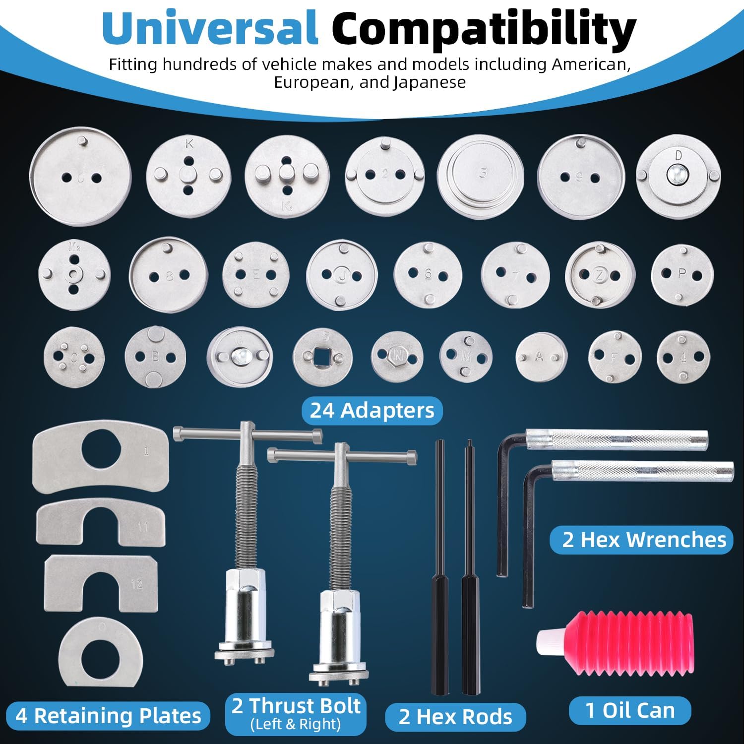 FreeTec 35 pièces Kit d’Outils pour étriers de Frein à Disque, Ensemble Universel de réparation Automobile, pour Le Remplacement des Plaquettes de Frein