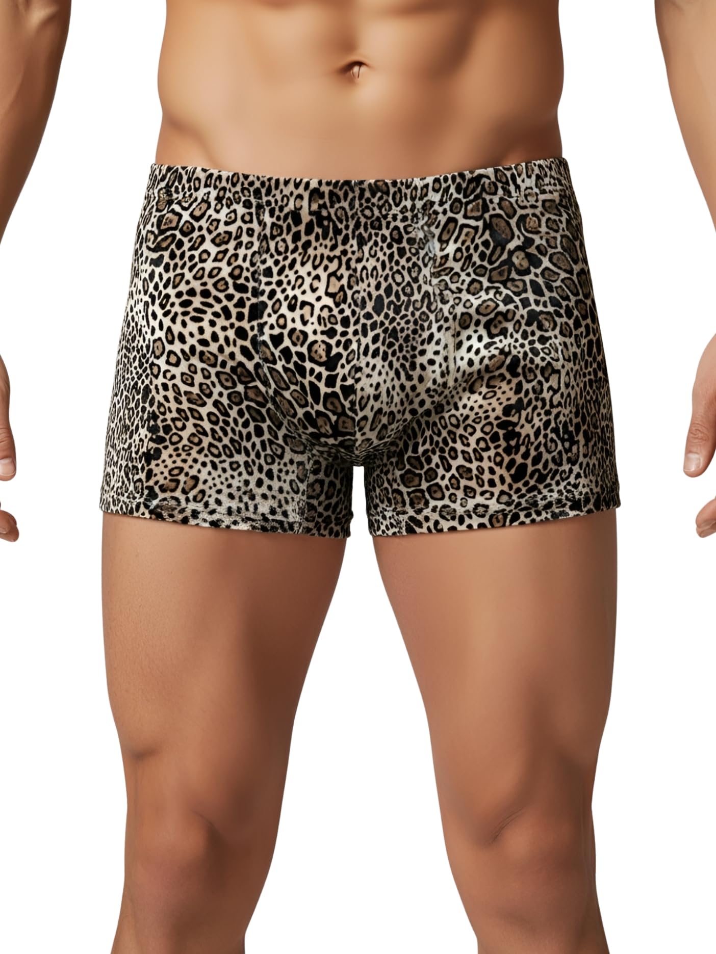 xs and os Men's Shorts Leopard Print Velvet Trunk-picture-44