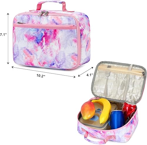 Miniatura 5 de Lonchera para niños y niñas, bolsa con aislamiento para el almuerzo, kit de bolsas de almuerzo reutilizables para la escuela y los viajes (galaxia