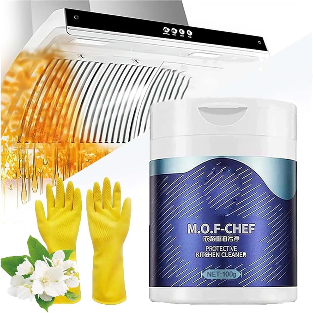 Mof Chef Cleaner Powder,Mof Chef Protective Kitchen Cleaner Powder,Heavy Oil Stain Powder Cleaner,Powerful Foam Rust Remover Kitchen Cleaner, Easy Off Heavy Duty Degreaser Cleaner (1 Pcs)