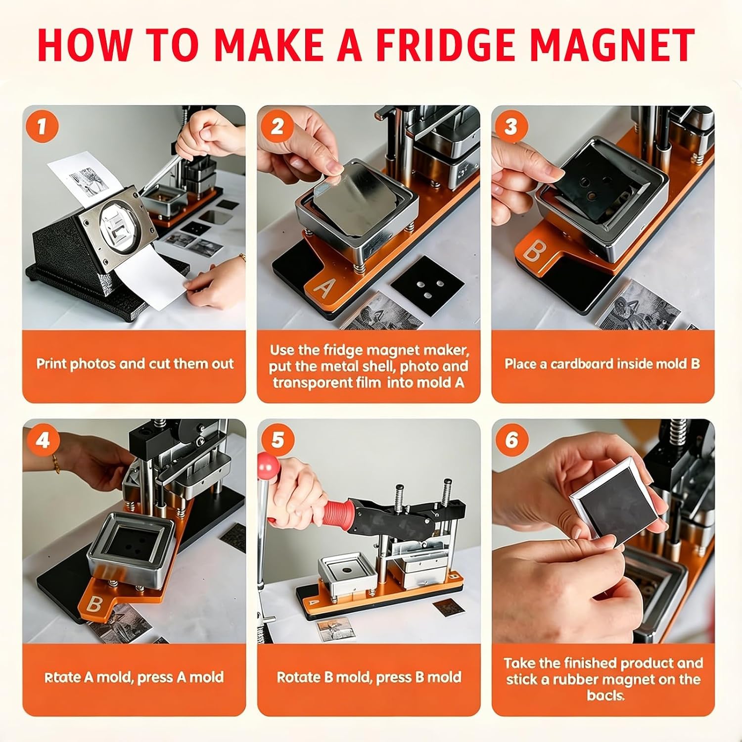 Zestaw maszyn do robienia magnesów fotograficznych, maszyna do metalu + obcinarka do papieru + 1000 materiałów, prostokątna prasa magnetyczna na lodówkę do samodzielnego wykonania, do domowego