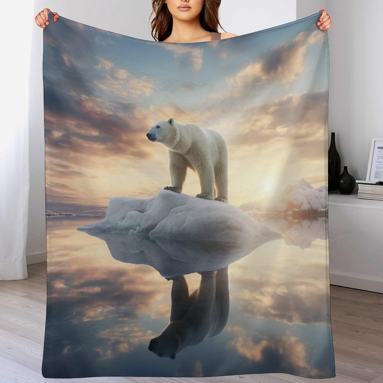 Couverture ours polaire 3D moelleuse pour vos soirées cinéma et voyages