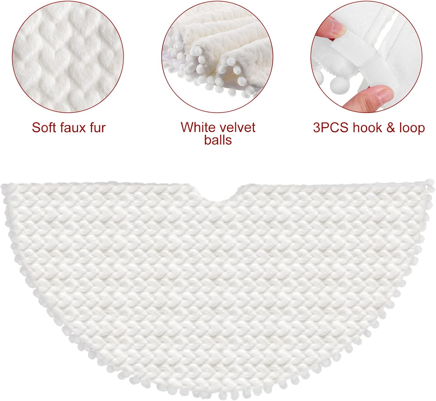 IMIKEYA Christmas Tree Skirt, 36 inches Luxury Faux Fur Christmas Tree Skirt, Beige Christmas Xmas Tree Skirt with Hand-Sewn Pompoms, Soft Thick Plush Tree Skirt for Christmas Tree Decorations…