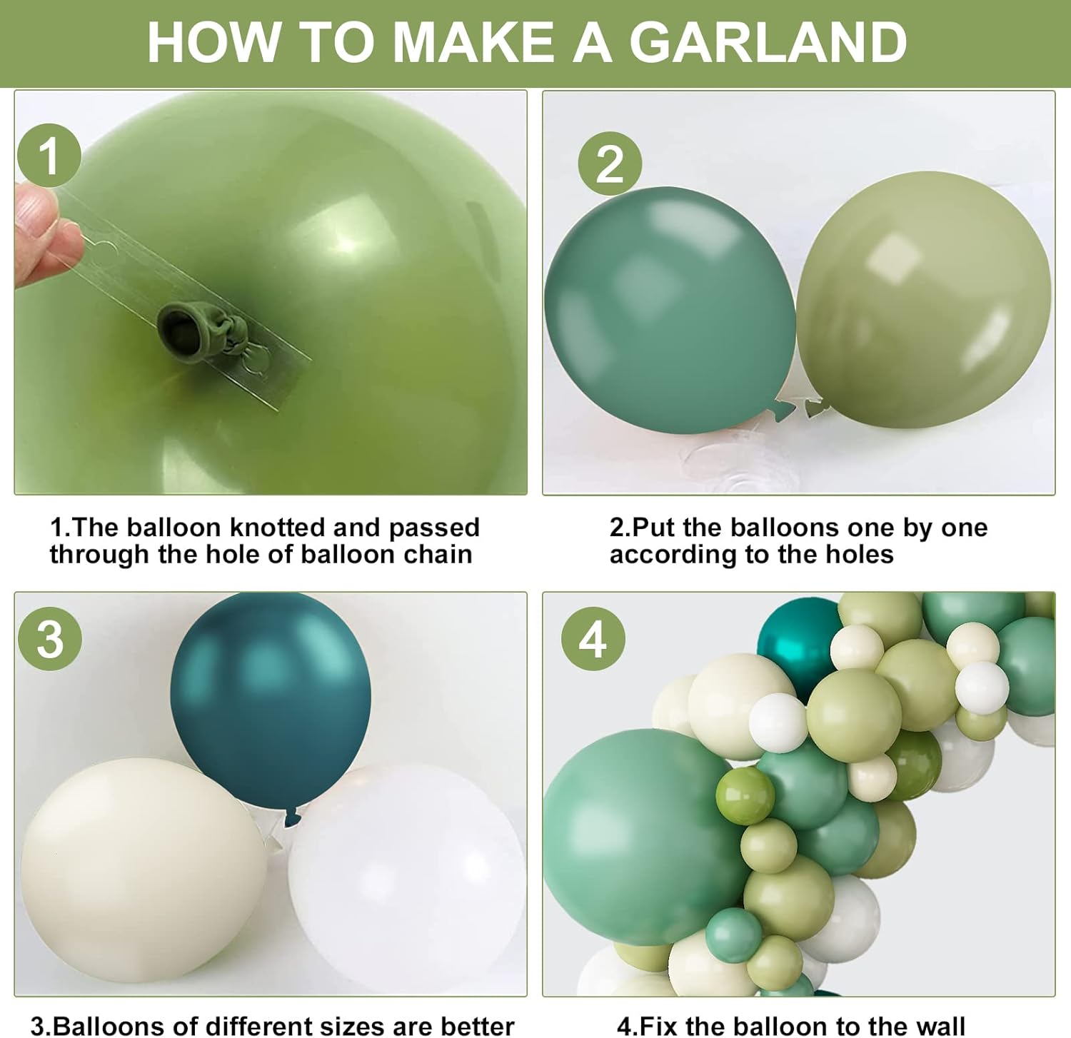 Buy Sage Green Balloon Arch, 122 Pcs Green Balloon Arch Kit with Sage