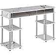 Convenience Concepts Designs2Go No Tools Desk Home Office Desk with Shelves, Corner Shelf Vanity Desk Computer Desk Nail Tabl