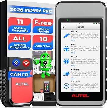 Autel MaxiDiag MD906 PRO Scanner, 2026 MD906PRO All System Diagnostic Scan Tool as MD909 PRO, 33ft BT Lite of MK808S MX808S, V2.0 CAN FD, 11 Reset Functions, Up of MD808 Pro MD806, FCA, Free Updates