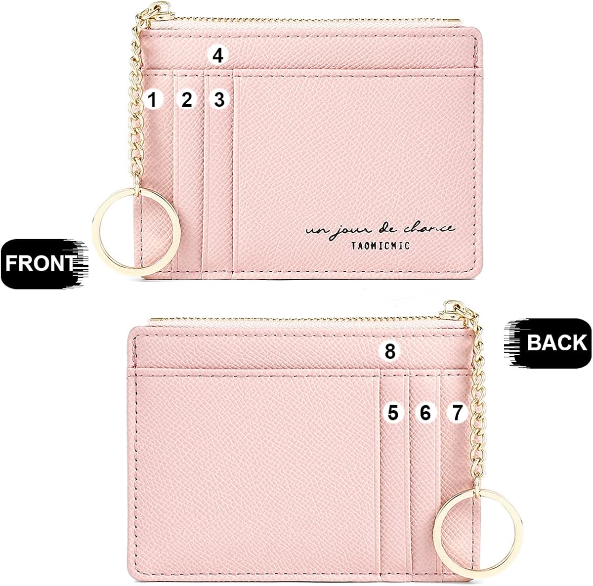 Valentoria Slim RFID Blocking Card Holder Small Pocket Wallet Keychian Zipper Coin Purse Mini Cash & Coin & Cards Case for Women Men