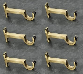 Best Range Collection Brass Antique Curtain Bracket Support Pack of 6 Pieces Door and Window Fitting Hardware (S0.5x3.0)